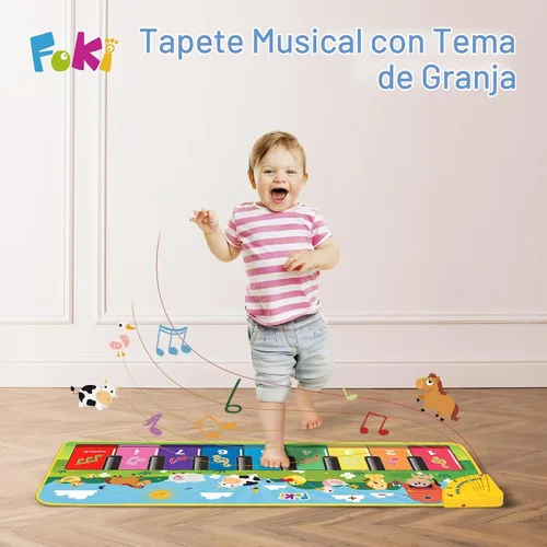 Vista 2 de FOKI - Alfombrilla para piano de piso, juguetes para bebés y niños pequeños Azul claro