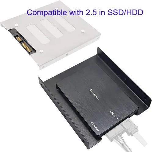 Vista 3 de Soporte de disco duro SSD 2.5 a 3.5 Soporte de montaje Adaptador de disco duro (paquete de 2) (negro)