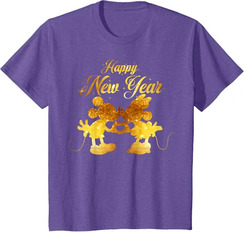 Vista 10 de Disney Camiseta de Año Nuevo Mickey & Minnie Happy New Year Silhouette, Negro