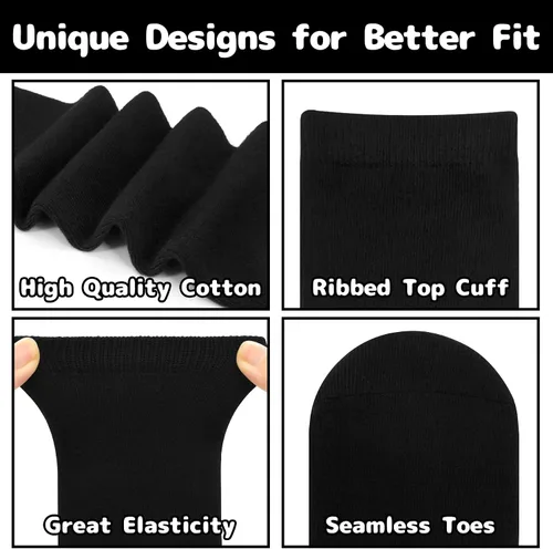Vista 5 de Olreco Calcetines altos hasta la rodilla para niñas, calcetines de uniforme para niñas, calcetines largos de algodón para niñas, calcetines