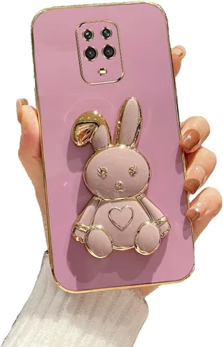 Vista 44 de Funda con soporte de conejo de corazón para Xiaomi Redmi A1, galvanizado suave TPU protector delgado a prueba de golpes con lindo conejito soporte
