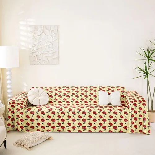 Vista 12 de Erosebridal Funda de sofá floral de 71 x 91 pulgadas, diseño de loto, antideslizante, acuarelas, diseño de hojas de flores azules, con pintura