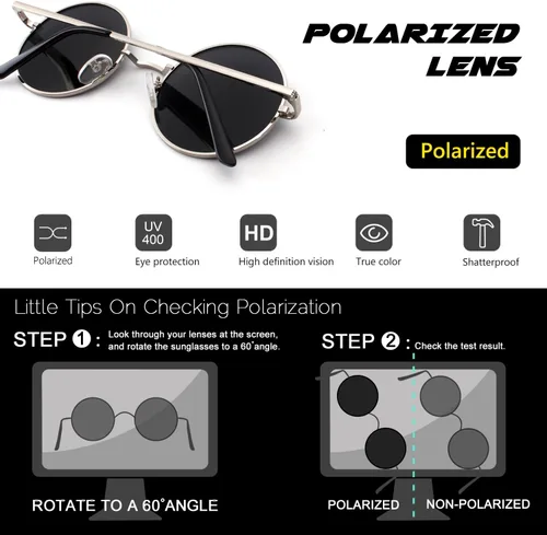 Vista 3 de CGID Gafas de sol unisex polarizadas redondas E01 Lennon