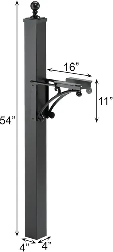 Vista 3 de Whitehall Products Poste y soportes de aluminio 16019 Deluxe con remate de bola en negro