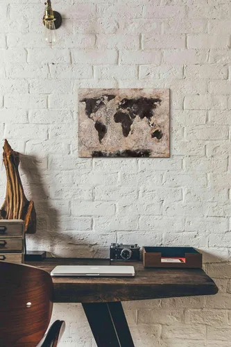 Vista 3 de Epic Graffiti 'Old World Map' por Britt Hallowell, lienzo decorativo para pared, 16 x 12 pulgadas