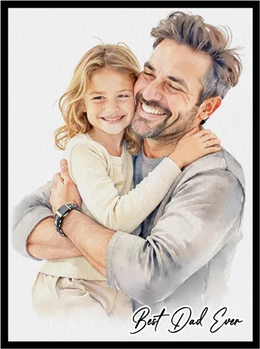 Vista 10 de NAZENTI Retrato de acuarela personalizado de foto, arte de pared con foto familiar, regalos personalizados para el día del padre para abuelo, papá