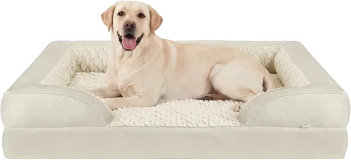 Vista 26 de L Plus - Cama ortopédica para perros grandes, sofá lavable para perros con espuma para huevos, forro impermeable y parte inferior antideslizante
