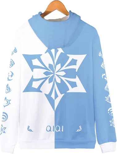 Vista 2 de SIAOMA Genshin Impact - Chaqueta con capucha y cremallera unisex con cordón 3D