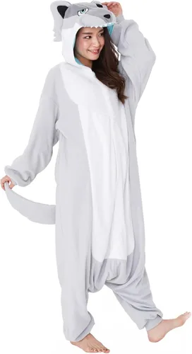 Vista 4 de Disfraz de Kigurumi de Lobo de Plata