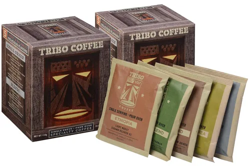 Vista 17 de TRIBO Café de una sola porción portátil para verter y goteo - Mezcla para Expedición - 10 porciones (Tostado Medio)
