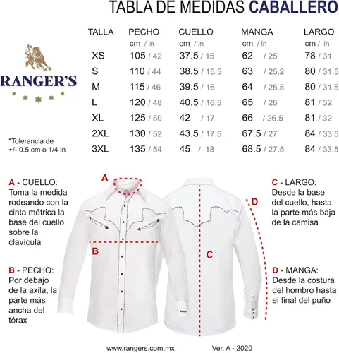 Vista 6 de RANGER'S Camisa de manga larga bordada occidental para hombre
