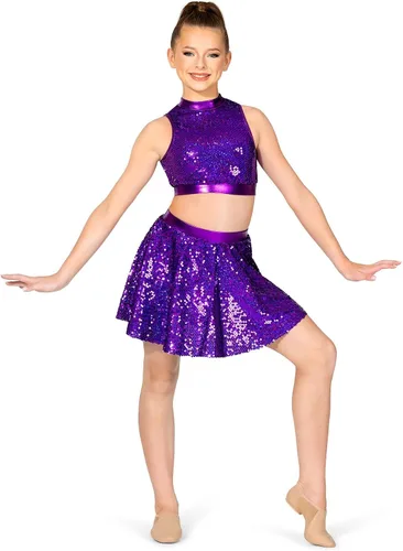 Vista 3 de Double Platinum Womens Sequin Mock Neck Crop Top
