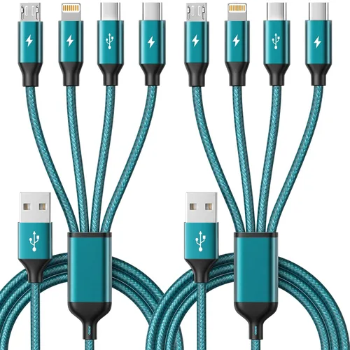 Vista 12 de Cable de carga múltiple tipo C dual 4 en 1, cable de carga para múltiples Azul