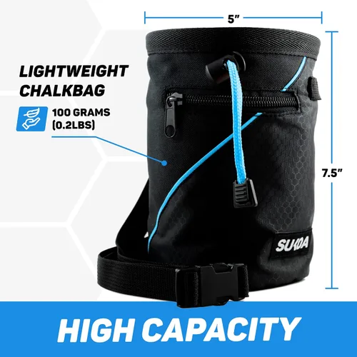 Vista 6 de Bolsa de tiza para escalada en roca - Accesorios de equipo para regalos de escalada en roca - Cinturón de enganche rápido, bolsillos grandes