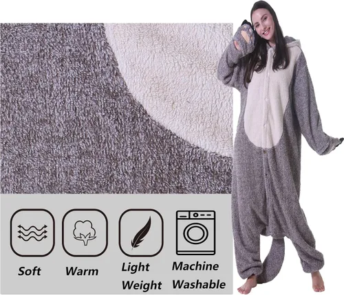 Vista 5 de SimZoo Adult Animal Onesie Pajamas, Men and Women's Animal Cosplay Costume Sleepwear, One-Piece Unisex Homewear