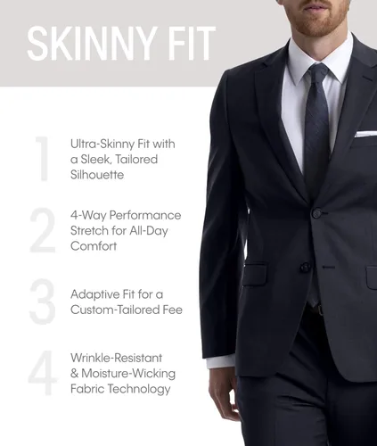 Vista 3 de Calvin Klein Traje elástico ajustado para hombre por separado, selección de tallas de chaqueta y pantalón personalizado