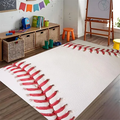 Vista 18 de Alfombra de fútbol americano, 3 x 4 pies, lavable de gran tamaño, ilustraciones 3D, con textura de cuero de fútbol, con cordones, alfombras