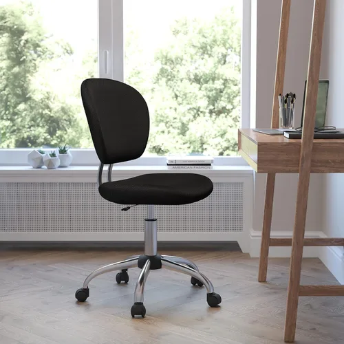 Vista 13 de EMMA + OLIVER Silla de oficina giratoria de malla blanca con respaldo medio con base cromada Blanco