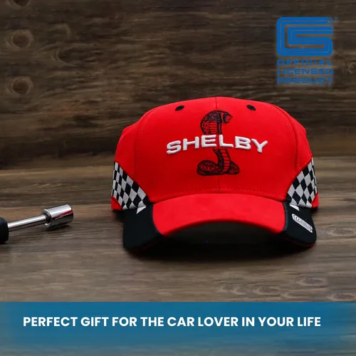 Vista 3 de Shelby Snake Red - Gorra de carrera a cuadros Producto oficial Shelby Ajustable, talla única, Rojo