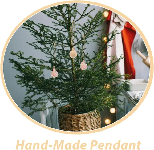 Vista 8 de EXCEART 10 adornos de madera de Navidad sin terminar, bolas de árbol de Navidad en blanco, hechas a mano, cascabel, adornos colgantes