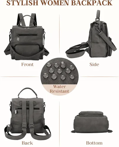 Vista 7 de Bolso tipo mochila para mujer, RAVUO de piel sintética, mini mochila de moda para mujer, tres formas de llevar, S