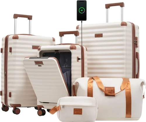Vista 63 de Merax Equipaje Sets 2 piezas Hardshell 20&28 IN Maleta Set con bolsa de lona