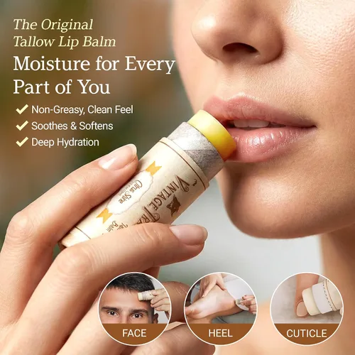 Vista 2 de Vintage Tradition Bálsamo labial hidratante de ternera - Hidratante labial tubo con mezcla de aceites esenciales de cítricos y lavanda hidrata