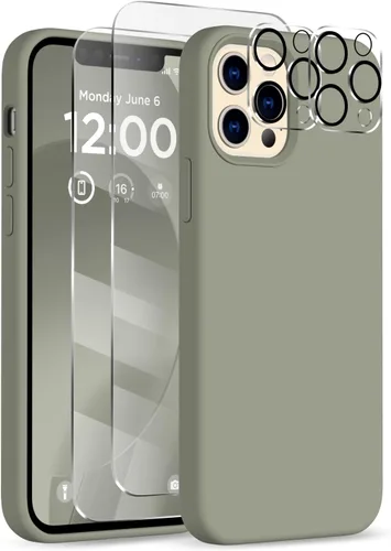 Vista 23 de Funda para iPhone 12 Pro Max, [2 protectores de cámara + 2 protectores de pantalla], funda protectora de silicona de cuerpo completo a prueba