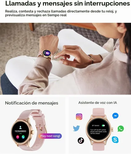 Vista 2 de Relojes inteligentes para mujer, reloj inteligente de seguimiento de actividad física para teléfonos Android/compatible con iPhone, reloj de mujer
