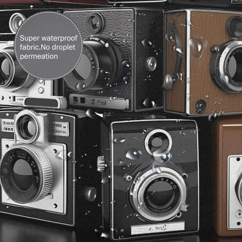Vista 4 de Retro Cool Camera Collection - Cortina de ducha resistente y gruesa con 12 ganchos, moderna, de granja, impermeable, ligera, para decoración