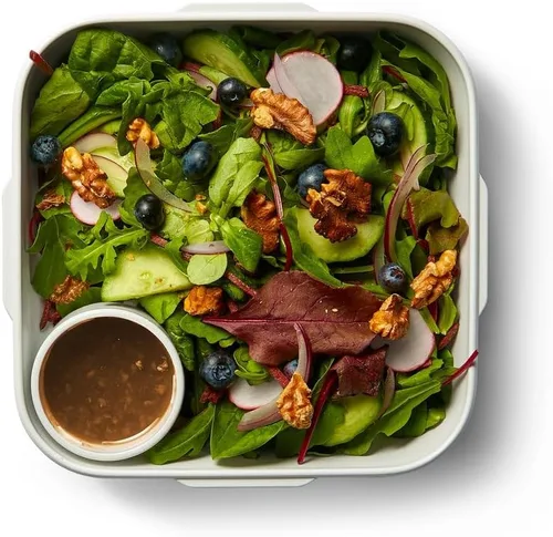 Vista 6 de BLACK + BLUM Contenedor de alimentos estilo caja Bento con compartimento Lonchera empacada con tenedor de viaje de acero inoxidable, a prueba