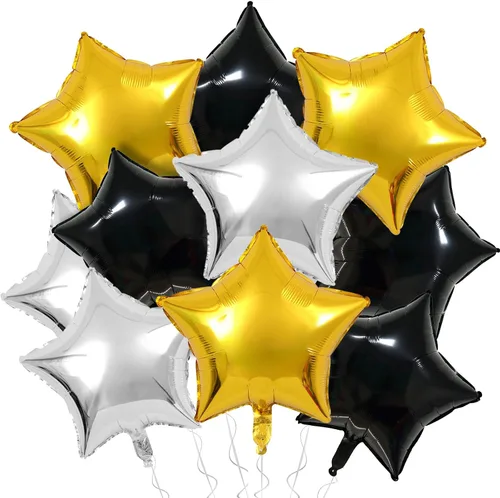Vista 25 de Globos de papel de aluminio con forma de estrella de arena beige, marrón y blanco, 10 globos de Mylar en forma de estrellas de 18 pulgadas