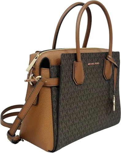 Vista 3 de Michael Kors Mercer - Bolso bandolera mediano con cinturón, color marrón MK Signature, Marrón
