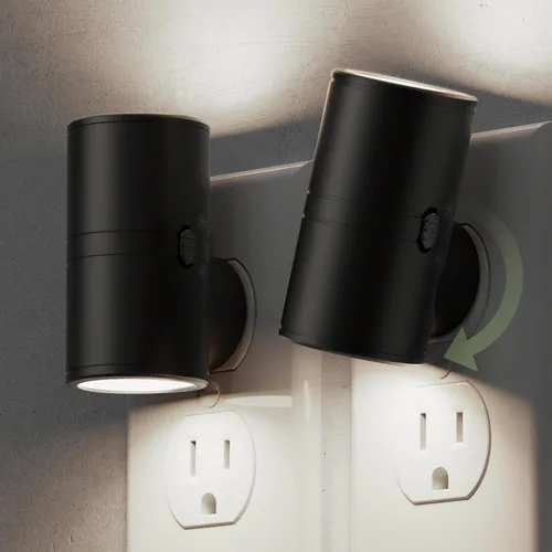 Vista 19 de L LOHAS LED Luz nocturna con sensor de movimiento, mini luces nocturnas activadas por movimiento, enchufar a la pared, luz giratoria con sensor