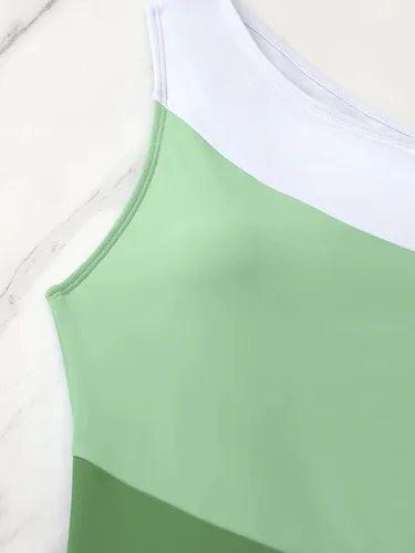 Vista 3 de Meetall Traje de baño de 1 pieza con bloques de color para mujer, con tirantes extraíbles, espalda recortada