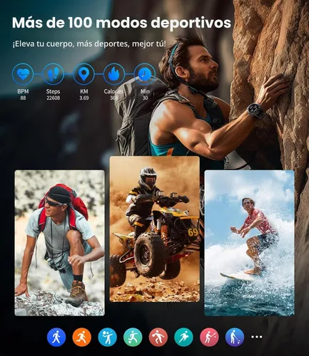 Vista 7 de LIGE EF1 - Relojes inteligentes para hombre, 1.43 pulgadas AMOLED Smartwatch con frecuencia cardíaca 24/7 para Android iOS, más de 170 modos