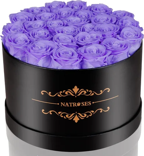 Vista 27 de 27 rosas preservadas en una caja de flores para entrega, regalos