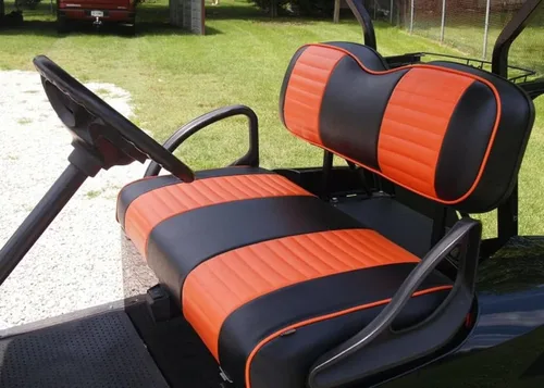 Vista 10 de Cubiertas de asiento delantero para carrito de golf EZGO Medalist, TXT 1994-2013 de Huskey, ajuste personalizado, estilo plisado negro, vinilo