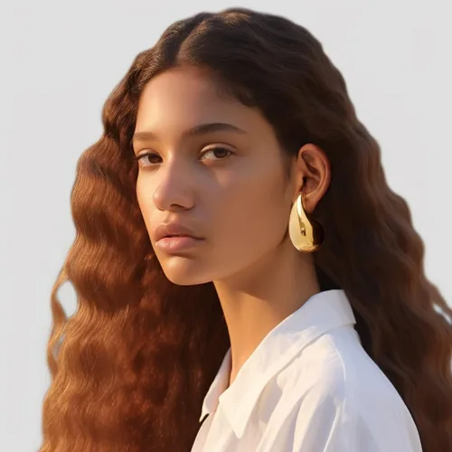 Vista 2 de Aretes de lágrima extra grandes, aretes de aro dorados gruesos para mujer, orejas sensibles, hipoalergénicos, de moda, joyería de gota de agua