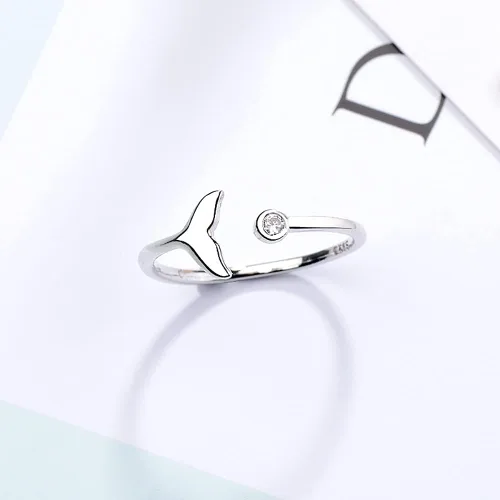 Vista 3 de Adiustable Rina Animal Rinas for Girls Dolphin Frog Cat Rabbit Elephant Fish Tail Cute Ring for Bestie