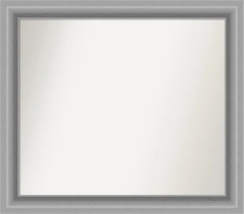 Vista 236 de Amanti Art Espejo de baño plateado para sobre fregadero, 26 x 26 pulgadas, espejo cuadrado de níquel pulido, marco de madera tradicional mediano, se