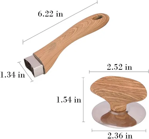 Vista 2 de Manijas de repuesto para ollas, perilla de repuesto de tapa de olla de madera y agarre de mango largo para diferentes tapas de sartén y olla