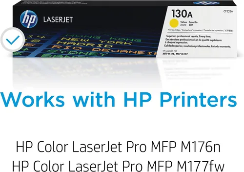 Vista 2 de HP Cartucho de tóner amarillo 130A Funciona Color LaserJet Pro MFP M176, Serie M177 CF352A