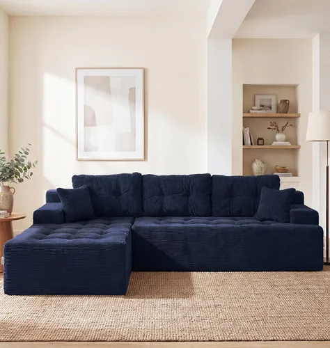 Vista 88 de Hobestluk - Sofá modular sin hueso, sofá seccional en forma de L 96" Right Facing Chaise Black,Memory Foam,Removable Cover,Non-slip Bottom,No