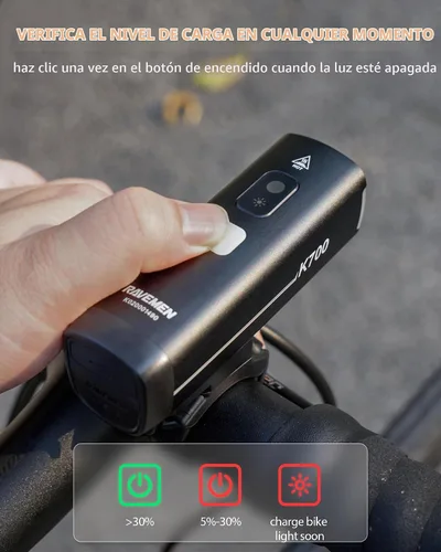 Vista 5 de RAVEMEN Luz de bicicleta LED K700 bajo luz de bicicleta montada con apagado