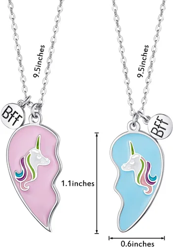 Vista 4 de Collar de amistad con medio corazón para mujeres, hombres, amigos, regalos de cumpleaños de 2 piezas