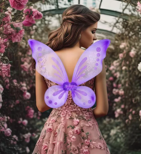 Vista 7 de Butterfly Pixie Fairy Glitter Wings, Lightweight Elastic Straps, Mesh Angel Costume for Party