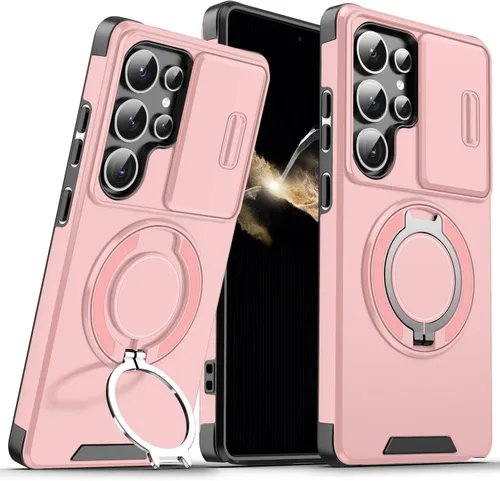 Vista 13 de Funda para Samsung S25 Ultra, con lente de cámara deslizante, soporte de anillo de dedo, resistente a prueba de golpes, funda protectora de grado