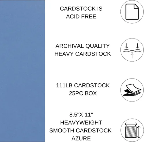 Vista 2 de PA Paper Accents - Cartulina suave pesada de 8.5 x 11 pulgadas, color azul, papel de cartulina de color de 111 libras para hacer tarjetas, álbumes