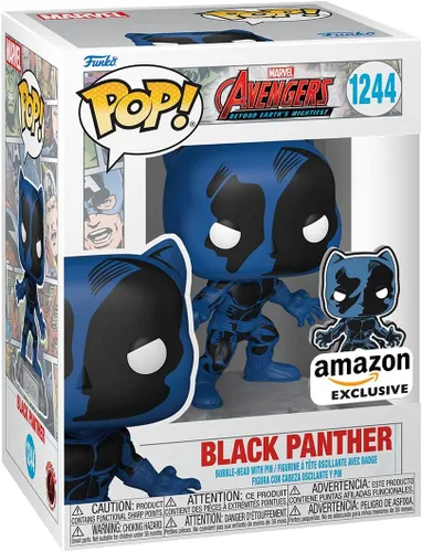 Vista 2 de Funko Pop! & Pin: Los Vengadores: Los héroes más poderosos de la Tierra - 60 aniversario, Pantera Negra con Pin, Exclusivo de Amazon